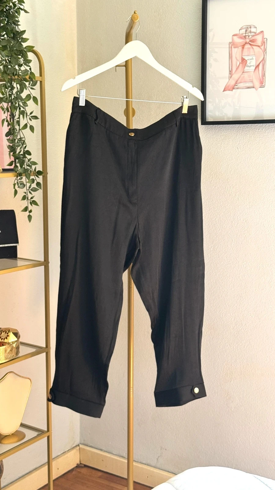 Lindo Calças Capri / Culotte Pretas Elegantes Zara • XL • TN278